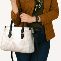 Polynesian Tribal Plumeria Lotu Tamaiti Leather Bag Pastel Nude - Polynesian Pride
