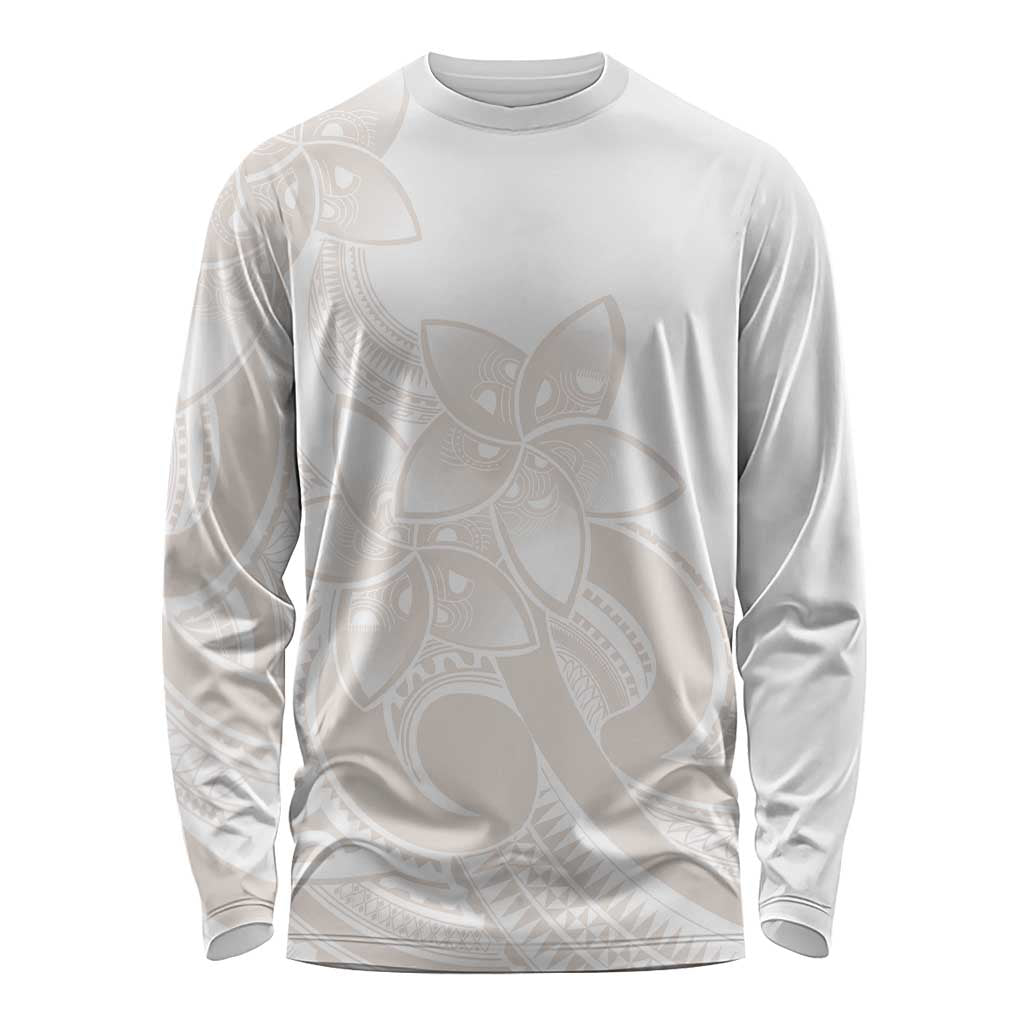 Polynesian Tribal Plumeria Lotu Tamaiti Long Sleeve Shirt Pastel Nude LT9 Unisex Nude - Polynesian Pride