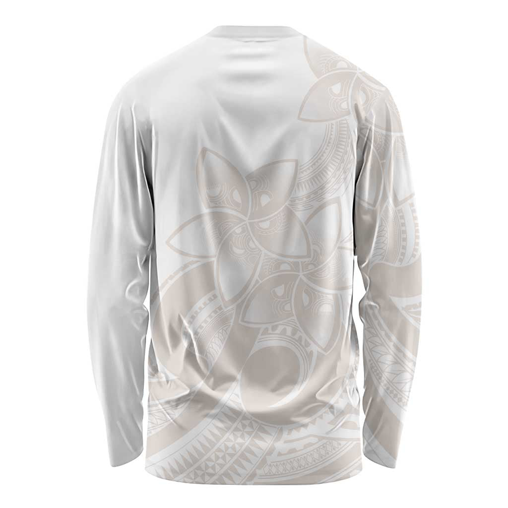 Polynesian Tribal Plumeria Lotu Tamaiti Long Sleeve Shirt Pastel Nude LT9 - Polynesian Pride
