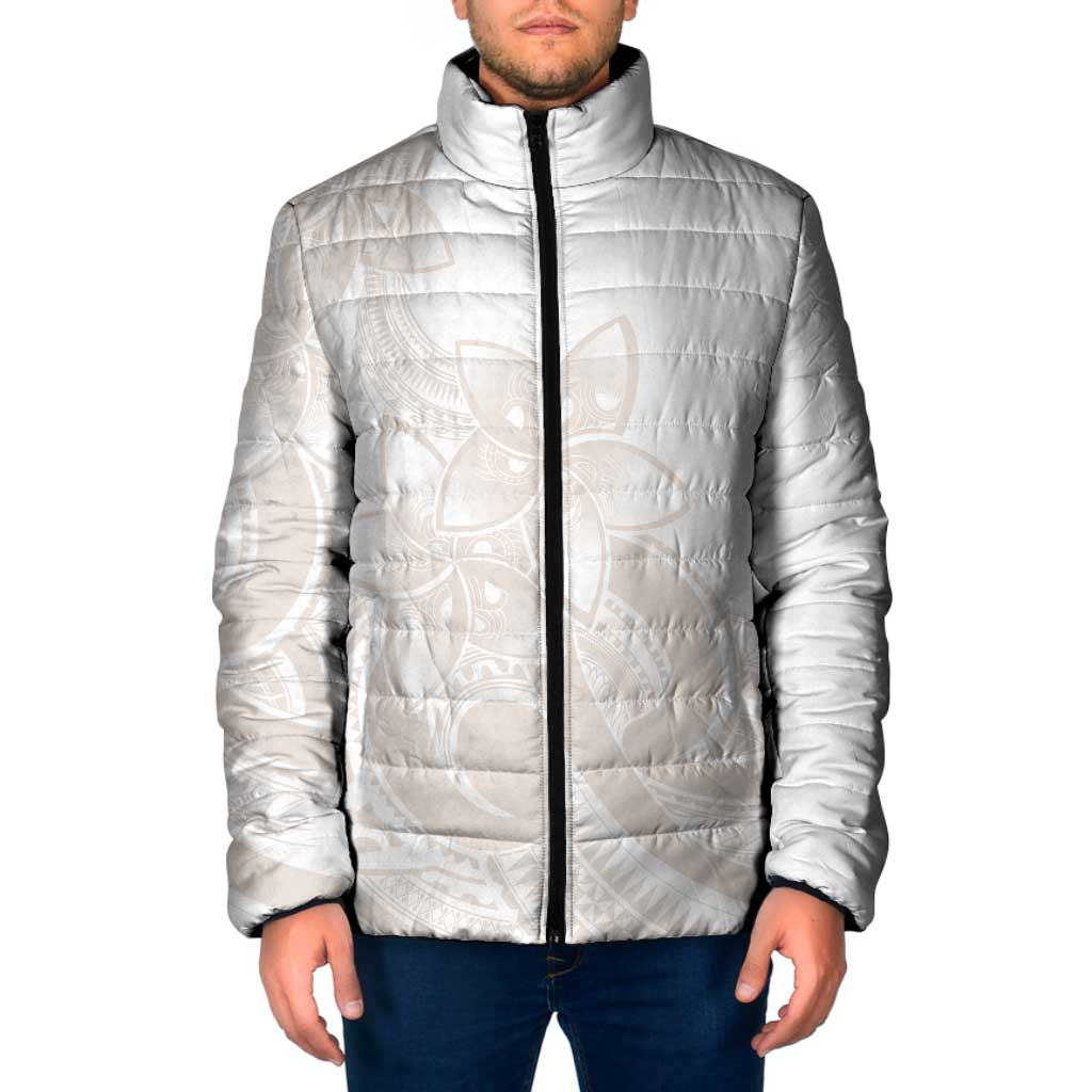 Polynesian Tribal Plumeria Lotu Tamaiti Padded Jacket Pastel Nude LT9 Men Nude - Polynesian Pride