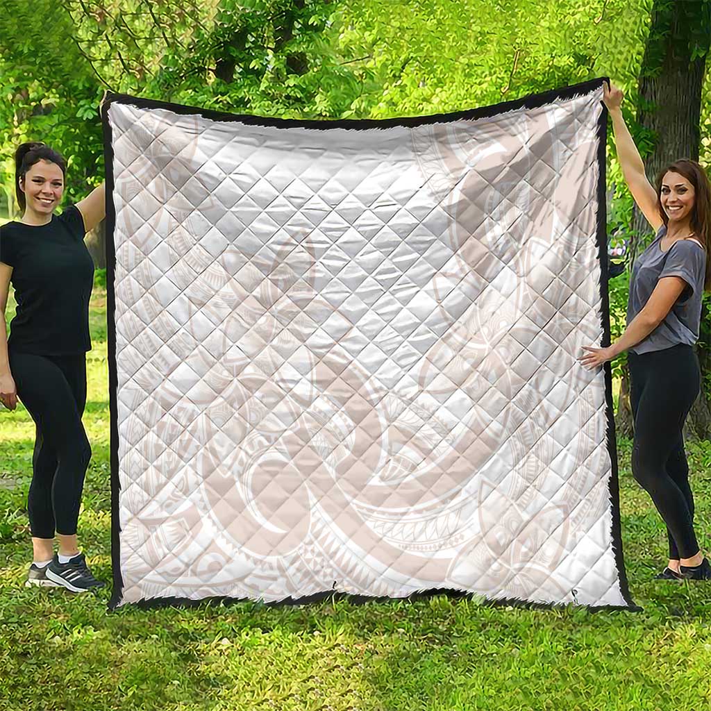 Polynesian Tribal Plumeria Lotu Tamaiti Quilt Pastel Nude - Polynesian Pride