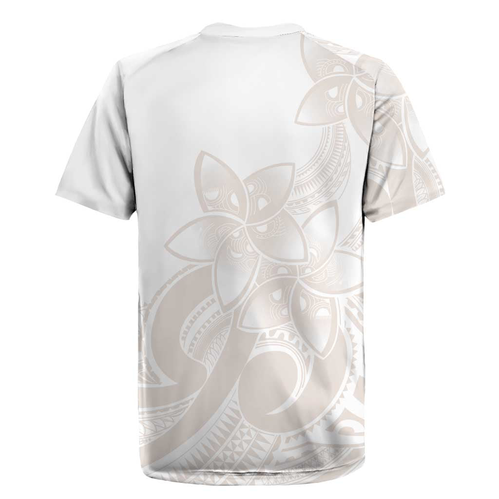 Polynesian Tribal Plumeria Lotu Tamaiti Rugby Jersey Pastel Nude - Polynesian Pride