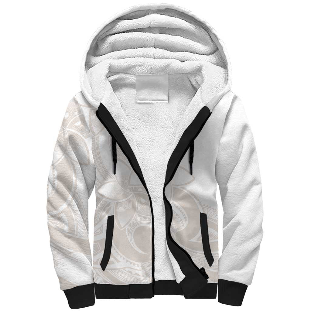 Polynesian Tribal Plumeria Lotu Tamaiti Sherpa Hoodie Pastel Nude - Polynesian Pride