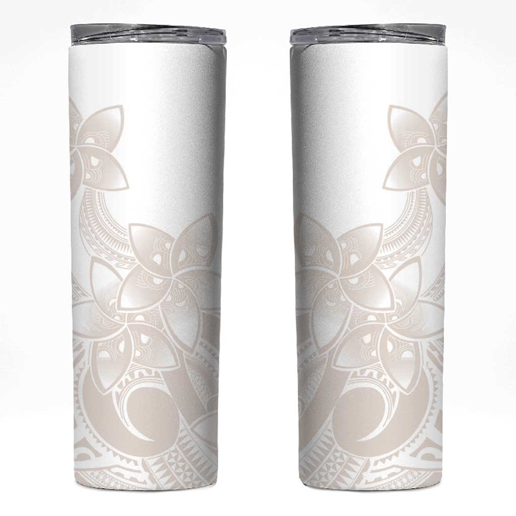Polynesian Tribal Plumeria Lotu Tamaiti Skinny Tumbler Pastel Nude - Polynesian Pride