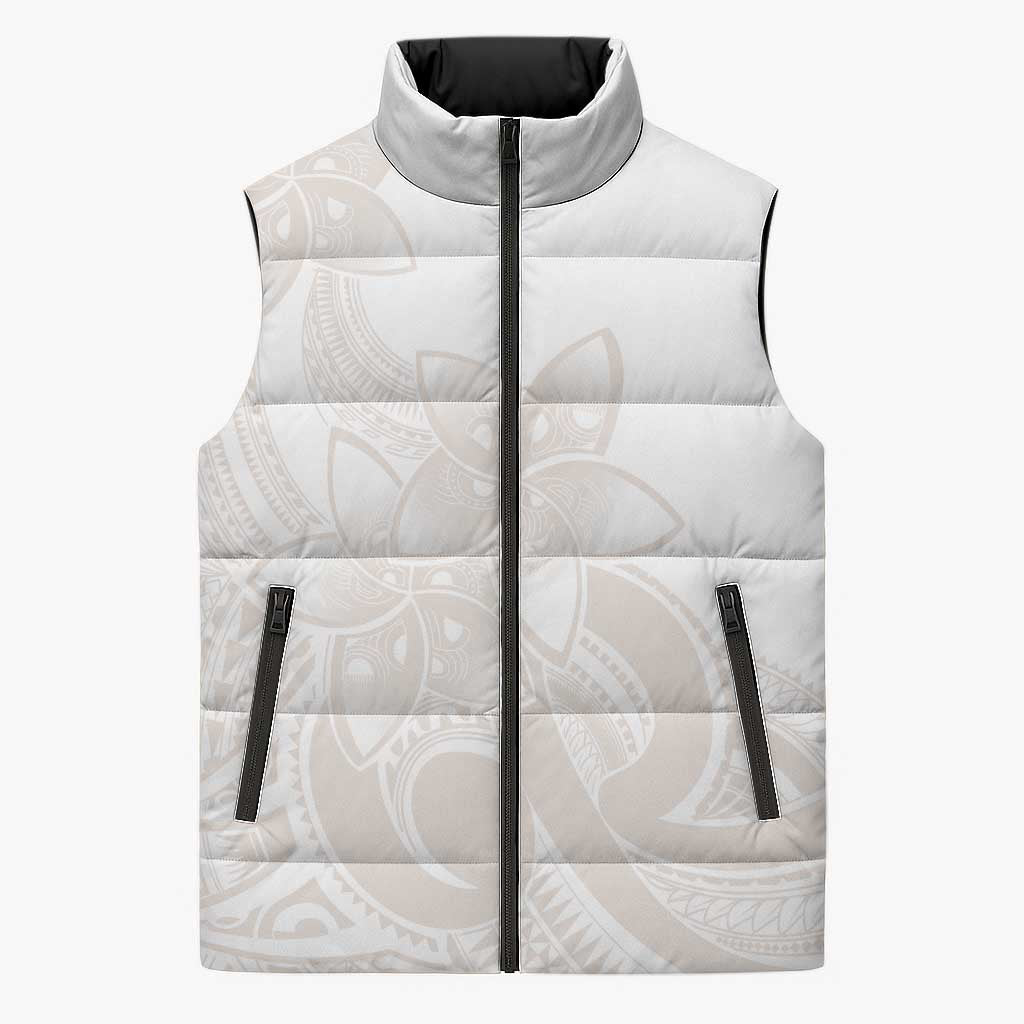 Polynesian Tribal Plumeria Lotu Tamaiti Sleeveless Puffer Jacket Pastel Nude LT9 Unisex Nude - Polynesian Pride