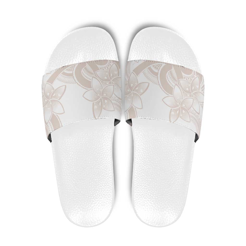 Polynesian Tribal Plumeria Lotu Tamaiti Slide Sandals Pastel Nude LT9 Nude - Polynesian Pride