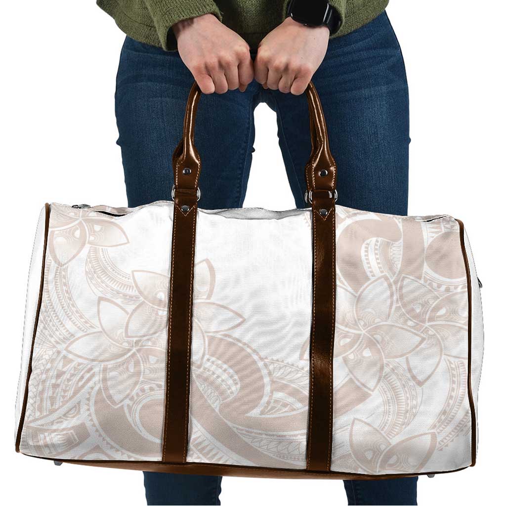 Polynesian Tribal Plumeria Lotu Tamaiti Travel Bag Pastel Nude - Polynesian Pride