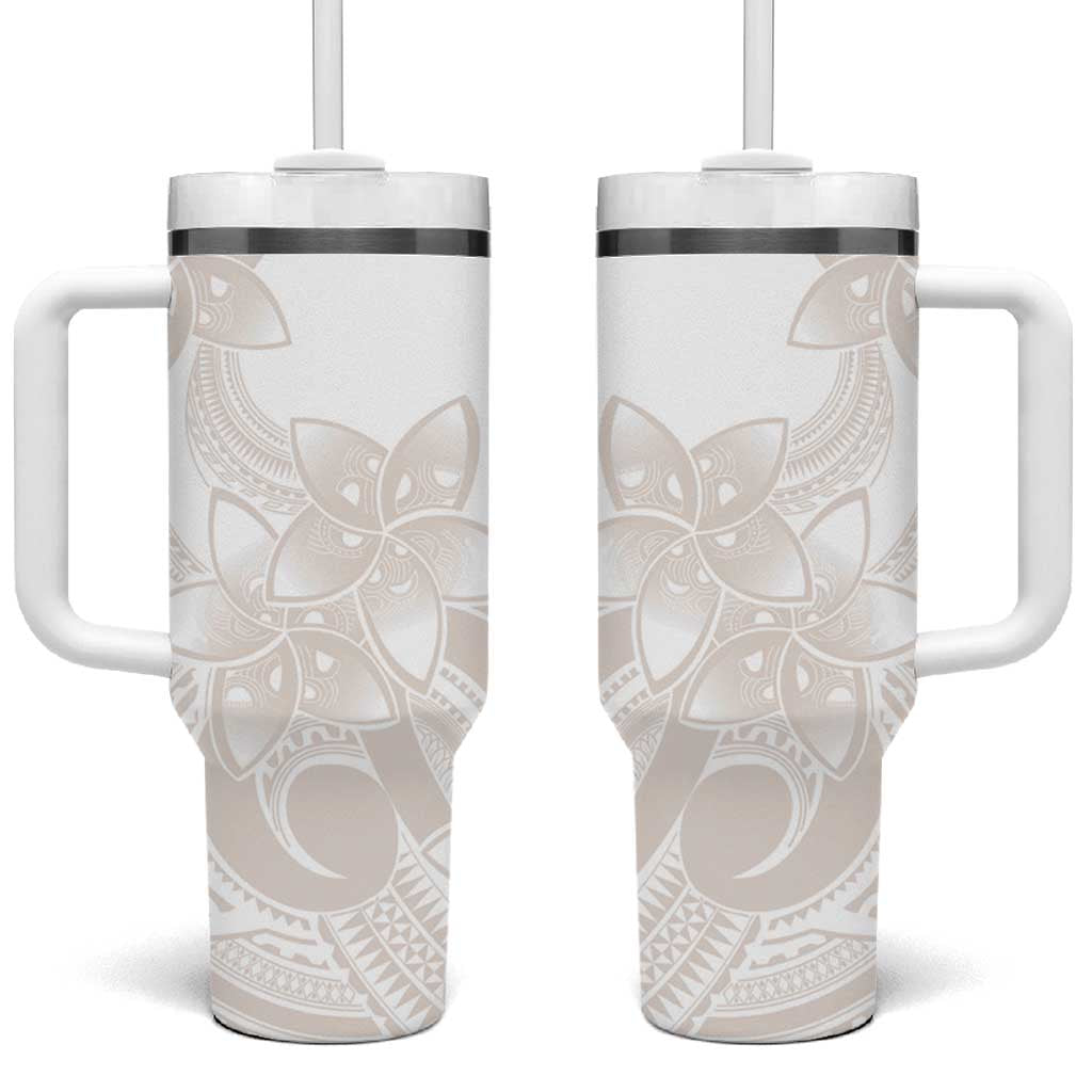 Polynesian Tribal Plumeria Lotu Tamaiti Tumbler With Handle Pastel Nude LT9 One Size: 40 oz Nude - Polynesian Pride