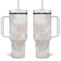 Polynesian Tribal Plumeria Lotu Tamaiti Tumbler With Handle Pastel Nude LT9 One Size: 40 oz Nude - Polynesian Pride