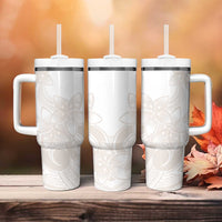 Polynesian Tribal Plumeria Lotu Tamaiti Tumbler With Handle Pastel Nude LT9 - Polynesian Pride