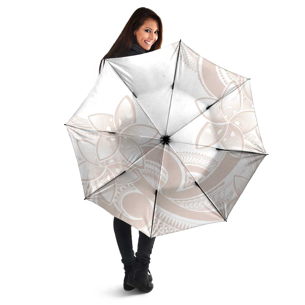 Polynesian Tribal Plumeria Lotu Tamaiti Umbrella Pastel Nude - Polynesian Pride