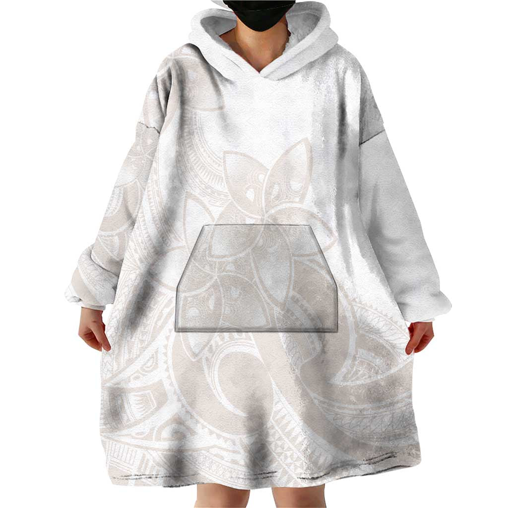 Polynesian Tribal Plumeria Lotu Tamaiti Wearable Blanket Hoodie Pastel Nude - Polynesian Pride
