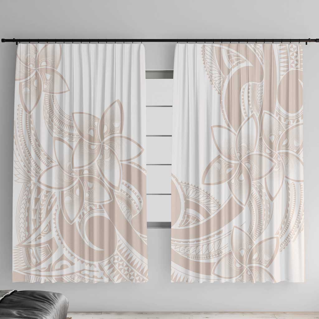 Polynesian Tribal Plumeria Lotu Tamaiti Window Curtain Pastel Nude LT9 With Hooks Nude - Polynesian Pride