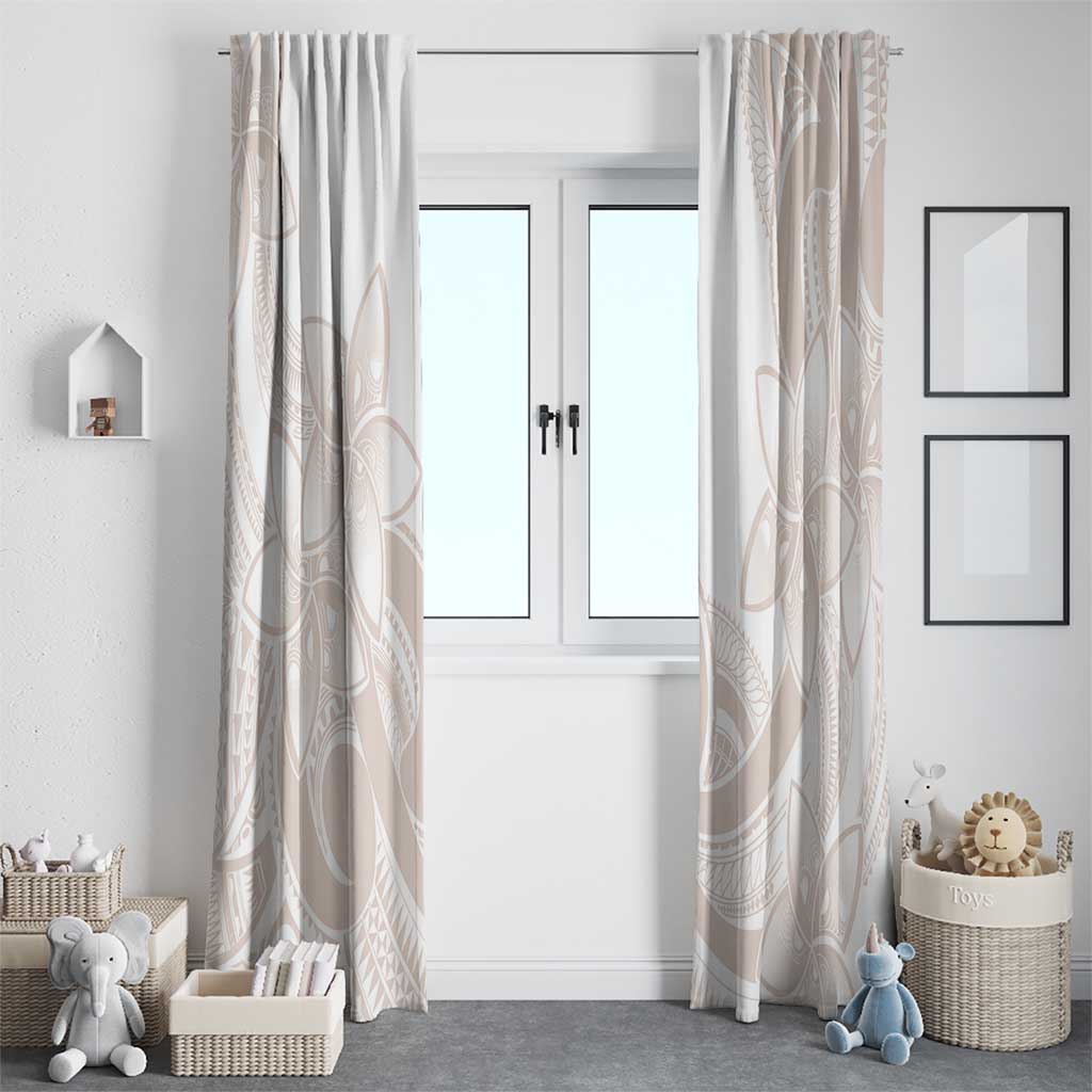 Polynesian Tribal Plumeria Lotu Tamaiti Window Curtain Pastel Nude - Polynesian Pride