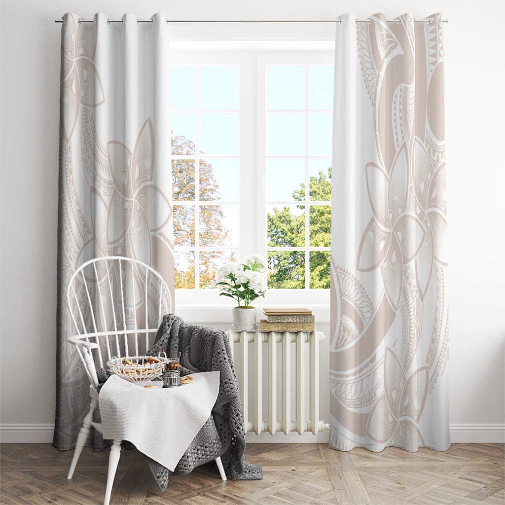 Polynesian Tribal Plumeria Lotu Tamaiti Window Curtain Pastel Nude - Polynesian Pride