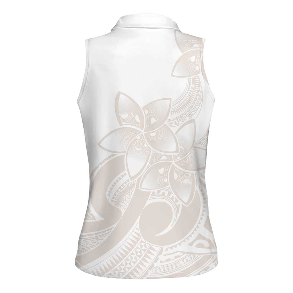 Polynesian Tribal Plumeria Lotu Tamaiti Women Sleeveless Polo Shirt Pastel Nude LT9 - Polynesian Pride