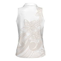 Polynesian Tribal Plumeria Lotu Tamaiti Women Sleeveless Polo Shirt Pastel Nude LT9 - Polynesian Pride