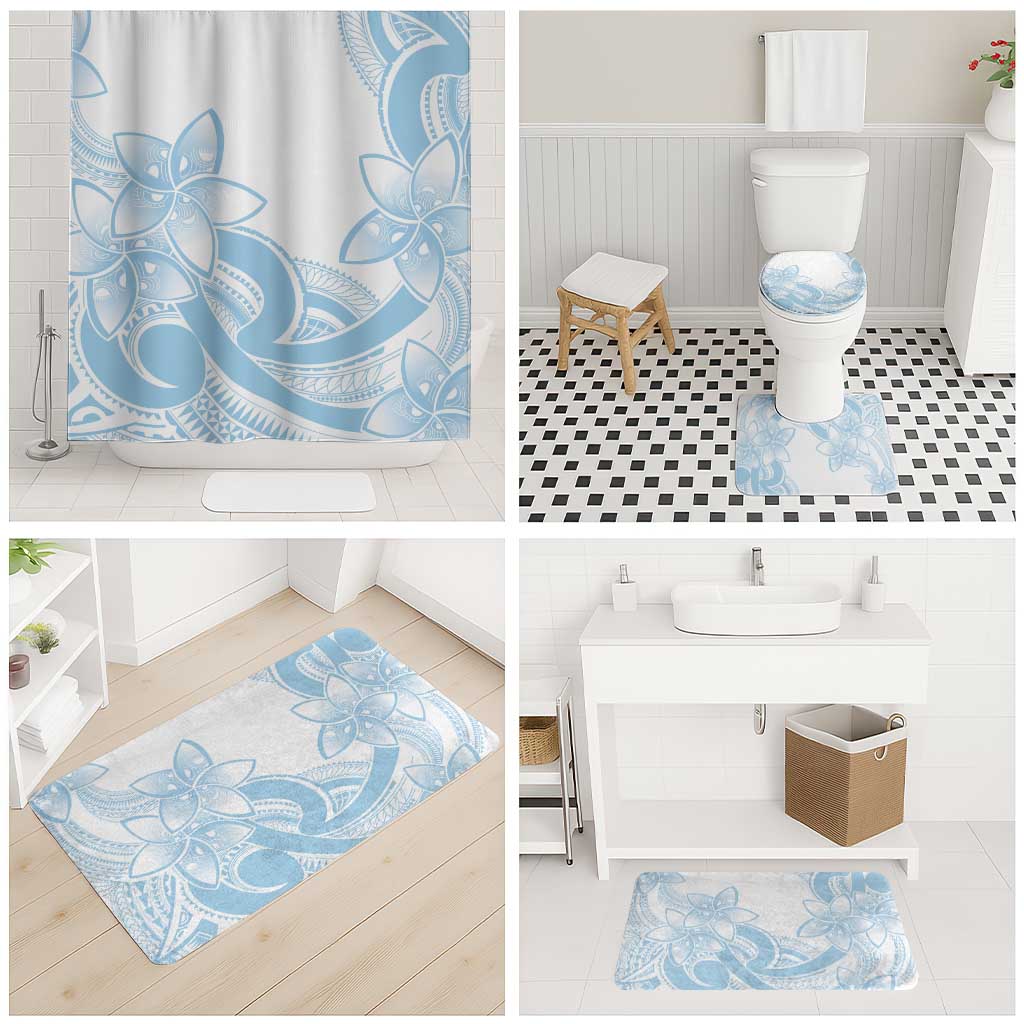 Polynesian Tribal Plumeria Lotu Tamaiti Bathroom Set Pastel Sky Blue - Polynesian Pride