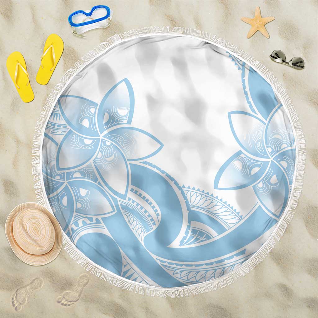 Polynesian Tribal Plumeria Lotu Tamaiti Beach Blanket Pastel Sky Blue - Polynesian Pride
