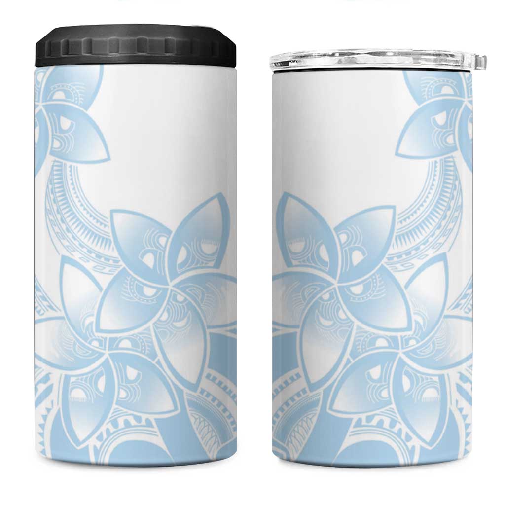 Polynesian Tribal Plumeria Lotu Tamaiti 4 in 1 Can Cooler Tumbler Pastel Sky Blue - Polynesian Pride