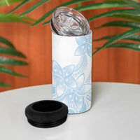 Polynesian Tribal Plumeria Lotu Tamaiti 4 in 1 Can Cooler Tumbler Pastel Sky Blue - Polynesian Pride