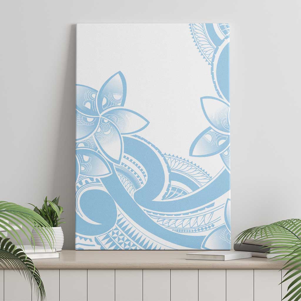Polynesian Tribal Plumeria Lotu Tamaiti Canvas Wall Art Pastel Sky Blue - Polynesian Pride