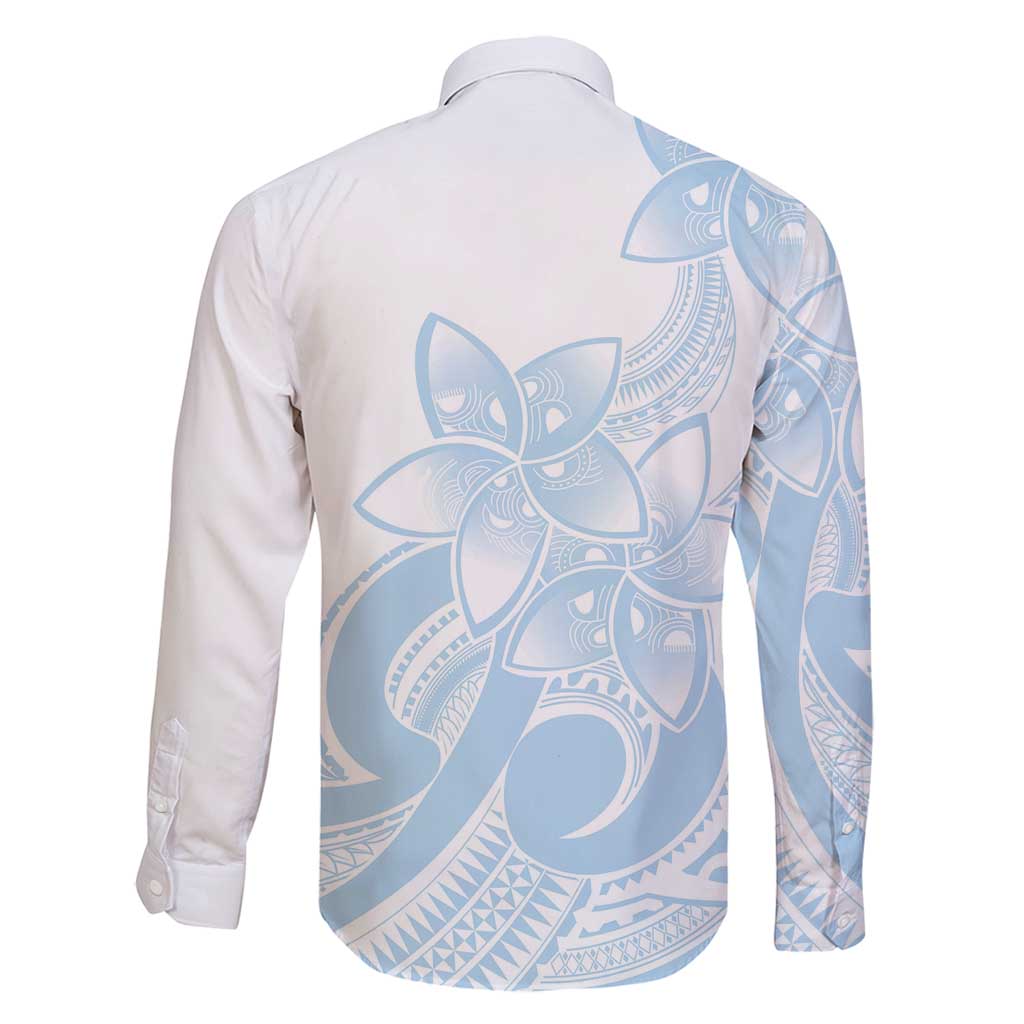 Polynesian Tribal Plumeria Lotu Tamaiti Family Matching Mermaid Dress and Hawaiian Shirt Pastel Sky Blue - Polynesian Pride