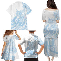 Polynesian Tribal Plumeria Lotu Tamaiti Family Matching Puletasi and Hawaiian Shirt Pastel Sky Blue LT9 - Polynesian Pride