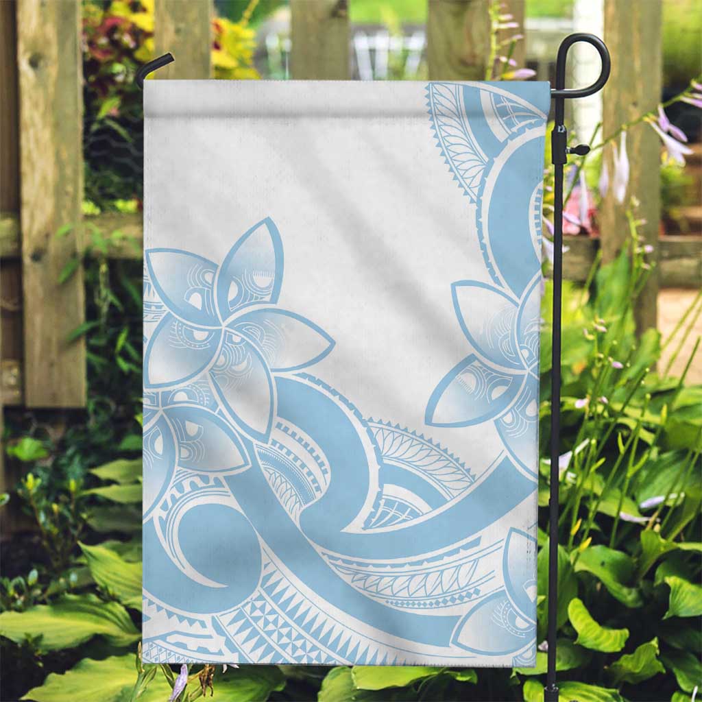 Polynesian Tribal Plumeria Lotu Tamaiti Garden Flag Pastel Sky Blue - Polynesian Pride