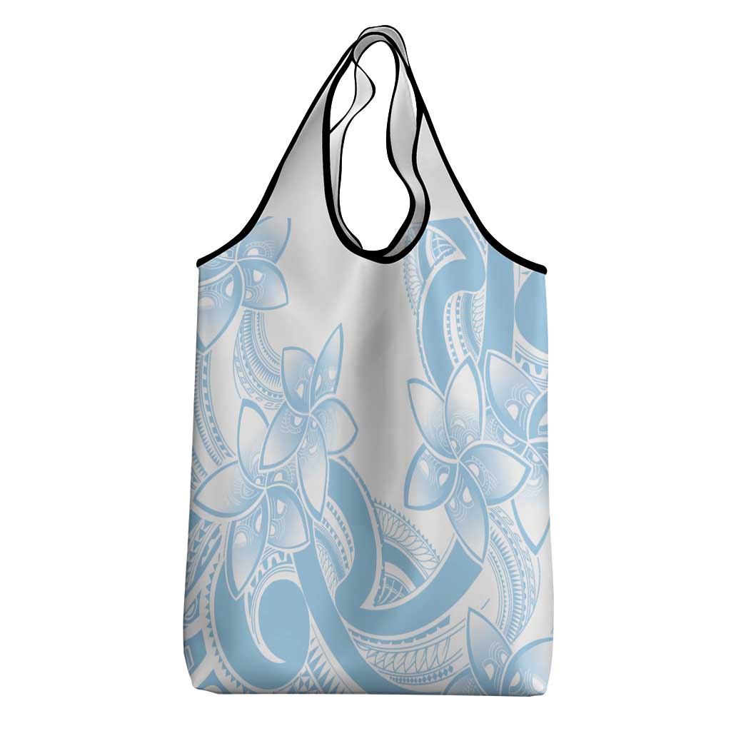 Polynesian Tribal Plumeria Lotu Tamaiti Grocery Bag Pastel Sky Blue LT9 - Polynesian Pride