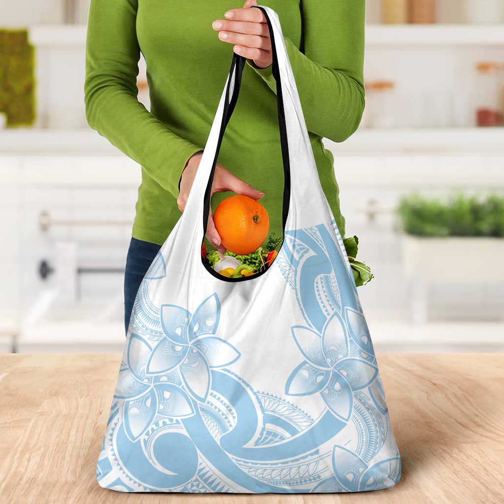 Polynesian Tribal Plumeria Lotu Tamaiti Grocery Bag Pastel Sky Blue LT9 - Polynesian Pride