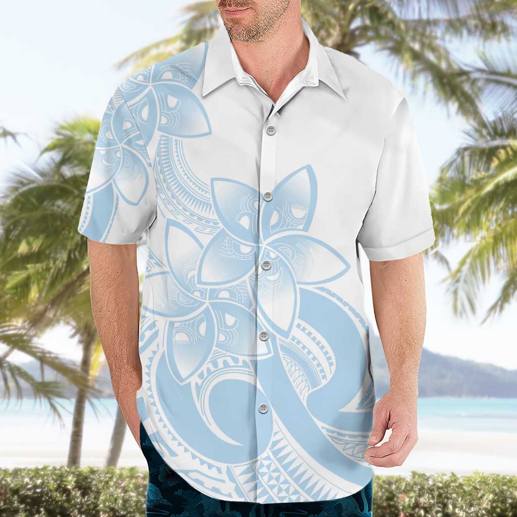 Polynesian Tribal Plumeria Lotu Tamaiti Hawaiian Shirt Pastel Sky Blue - Polynesian Pride