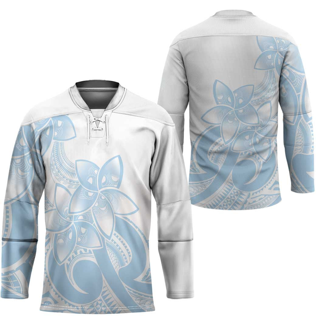 Polynesian Tribal Plumeria Lotu Tamaiti Hockey Jersey Pastel Sky Blue LT9 - Polynesian Pride