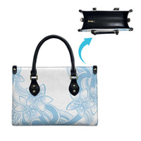 Polynesian Tribal Plumeria Lotu Tamaiti Leather Bag Pastel Sky Blue - Polynesian Pride