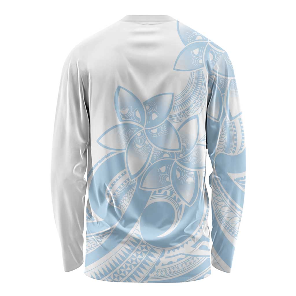 Polynesian Tribal Plumeria Lotu Tamaiti Long Sleeve Shirt Pastel Sky Blue LT9 - Polynesian Pride