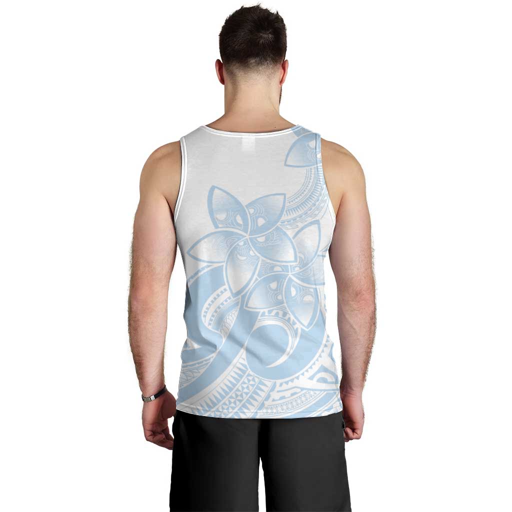 Polynesian Tribal Plumeria Lotu Tamaiti Men Tank Top Pastel Sky Blue - Polynesian Pride