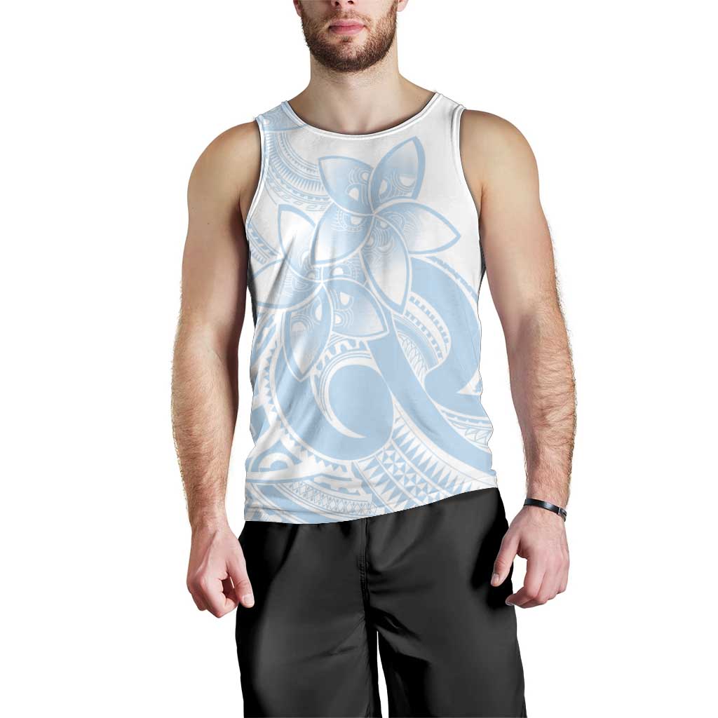Polynesian Tribal Plumeria Lotu Tamaiti Men Tank Top Pastel Sky Blue - Polynesian Pride