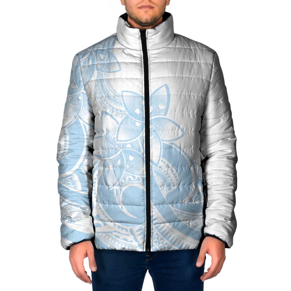 Polynesian Tribal Plumeria Lotu Tamaiti Padded Jacket Pastel Sky Blue LT9 Men Blue - Polynesian Pride