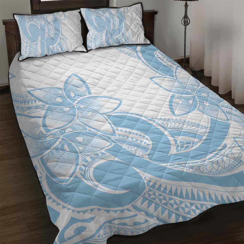 Polynesian Tribal Plumeria Lotu Tamaiti Quilt Bed Set Pastel Sky Blue - Polynesian Pride