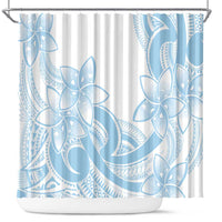 Polynesian Tribal Plumeria Lotu Tamaiti Shower Curtain Pastel Sky Blue - Polynesian Pride