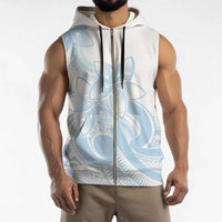 Polynesian Tribal Plumeria Lotu Tamaiti Sleeveless Zip Hoodie Pastel Sky Blue - Polynesian Pride