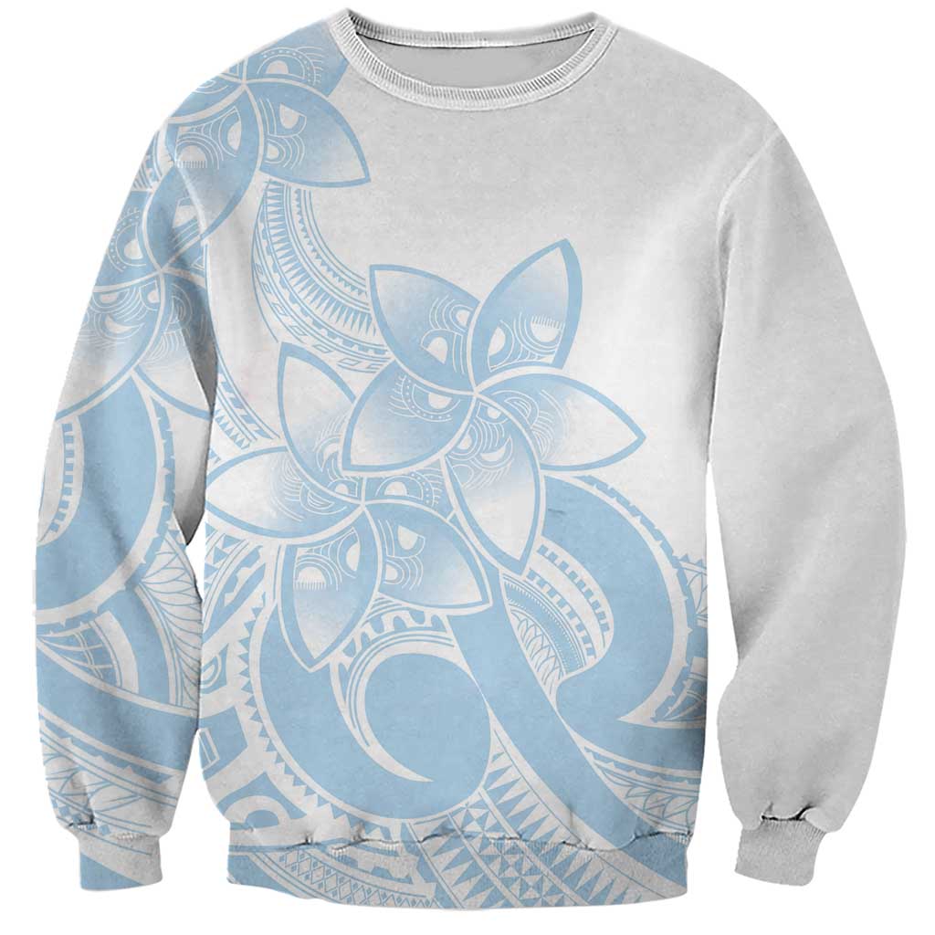 Polynesian Tribal Plumeria Lotu Tamaiti Sweatshirt Pastel Sky Blue LT9 Unisex Blue - Polynesian Pride