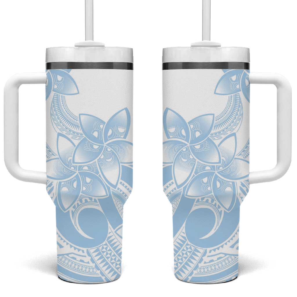 Polynesian Tribal Plumeria Lotu Tamaiti Tumbler With Handle Pastel Sky Blue LT9 One Size: 40 oz Blue - Polynesian Pride