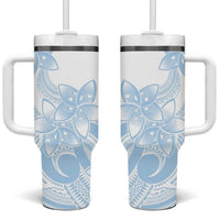 Polynesian Tribal Plumeria Lotu Tamaiti Tumbler With Handle Pastel Sky Blue LT9 One Size: 40 oz Blue - Polynesian Pride