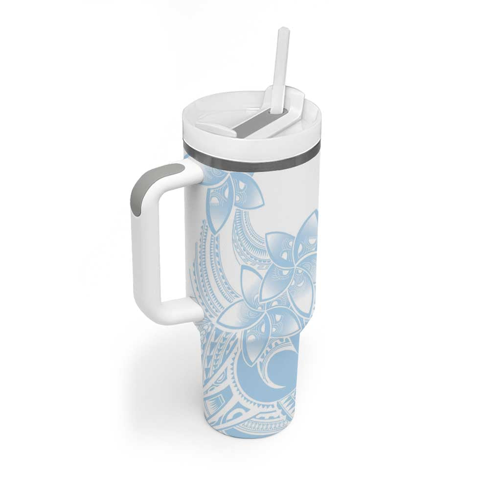 Polynesian Tribal Plumeria Lotu Tamaiti Tumbler With Handle Pastel Sky Blue LT9 - Polynesian Pride