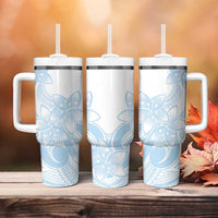 Polynesian Tribal Plumeria Lotu Tamaiti Tumbler With Handle Pastel Sky Blue LT9 - Polynesian Pride