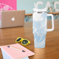 Polynesian Tribal Plumeria Lotu Tamaiti Tumbler With Handle Pastel Sky Blue LT9 - Polynesian Pride