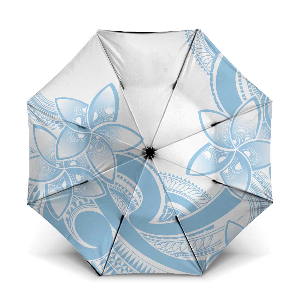 Polynesian Tribal Plumeria Lotu Tamaiti Umbrella Pastel Sky Blue - Polynesian Pride