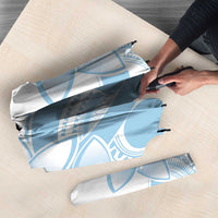 Polynesian Tribal Plumeria Lotu Tamaiti Umbrella Pastel Sky Blue - Polynesian Pride