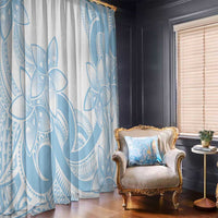 Polynesian Tribal Plumeria Lotu Tamaiti Window Curtain Pastel Sky Blue - Polynesian Pride